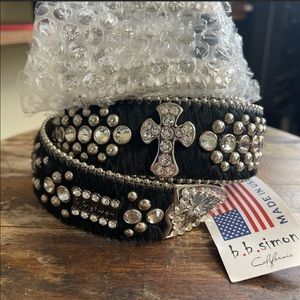 Black Pony Hair Lavasan Belt-cross